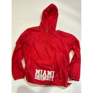 MV Sport Miami University Red Rain Windbreaker Zip Anorak Jacket Mens Medium